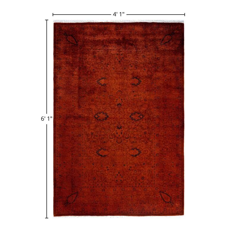 Fine Vibrance One-of-a-Kind Hand-Knotted Area Rug - Gold, 4' 1" x 6' 1" - 4' 1" x 6' 1"