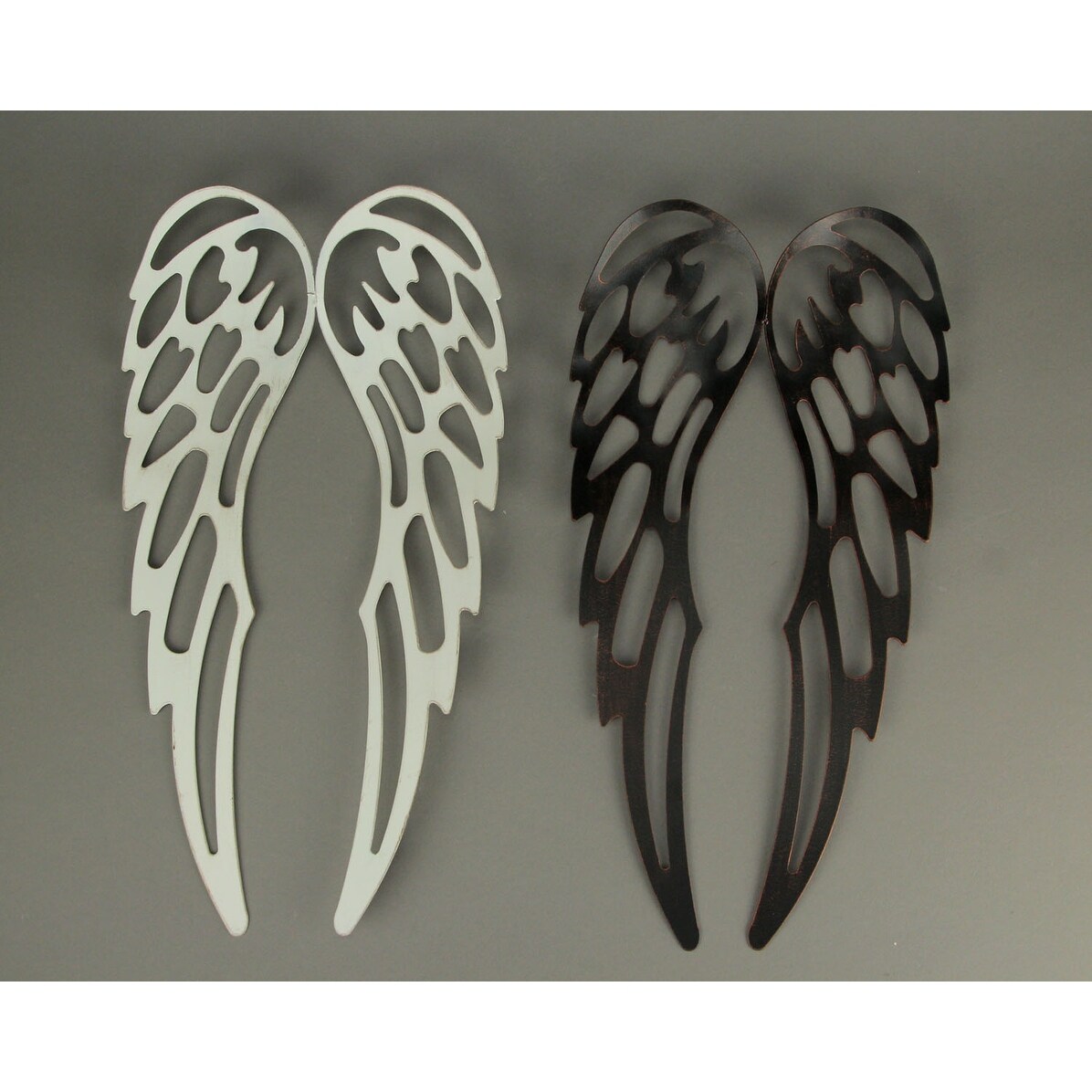 Shop Bronze And White Metal Art Angel Wings Wall Sculptures Set Of