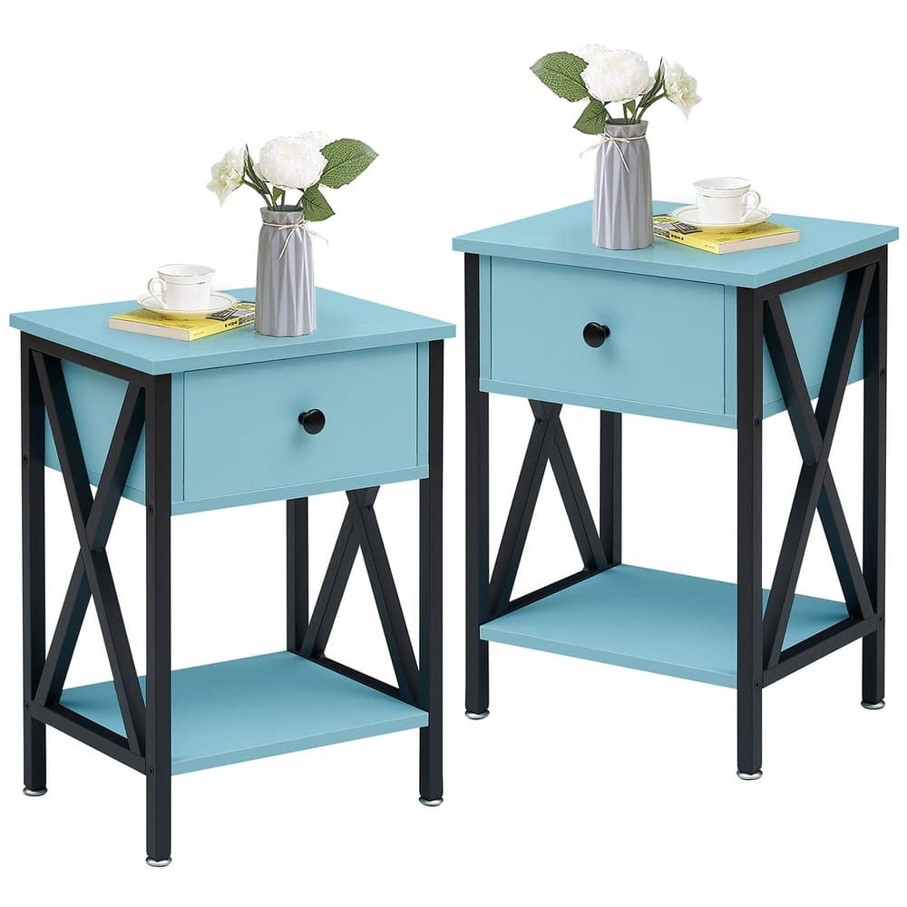VECELO 1 - Drawer Modern End Table/Nightstands with Storage Shelves