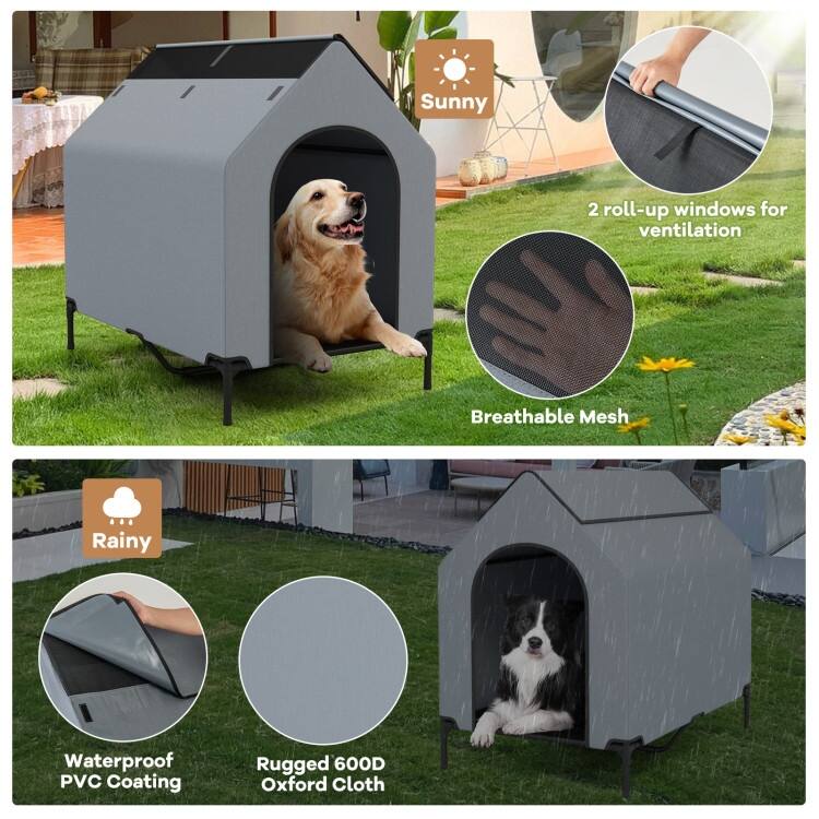 Outdoor Elevated Pet House with Ventilated Windows