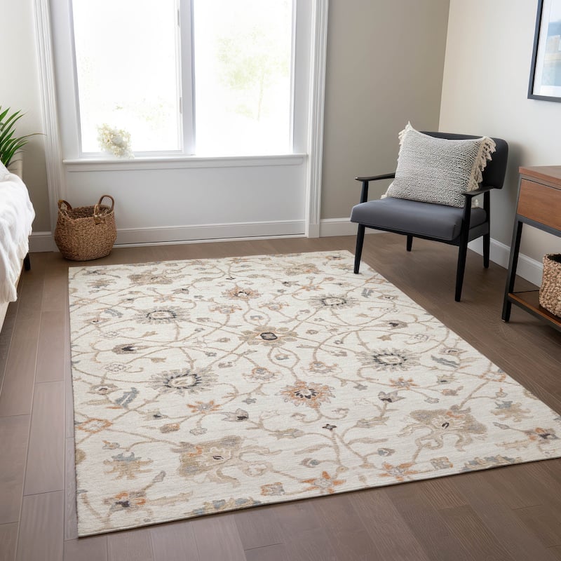 Machine Washable Indoor/ Outdoor Traditional Persian Chantille Rug