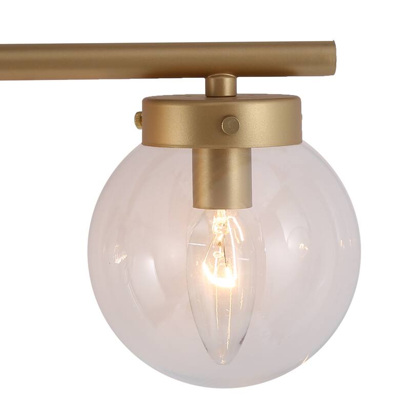 Rella 4-light Modern Gold Bathroom Vanity Light Globe Glass Dimmable Wall Sconces for Powder Room - L 28" X W 6.3" X H 7.1"