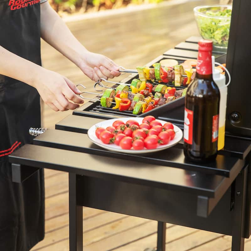 Royal Gourmet 24-Inch Movable Charcoal Grill with Foldable Side Tables