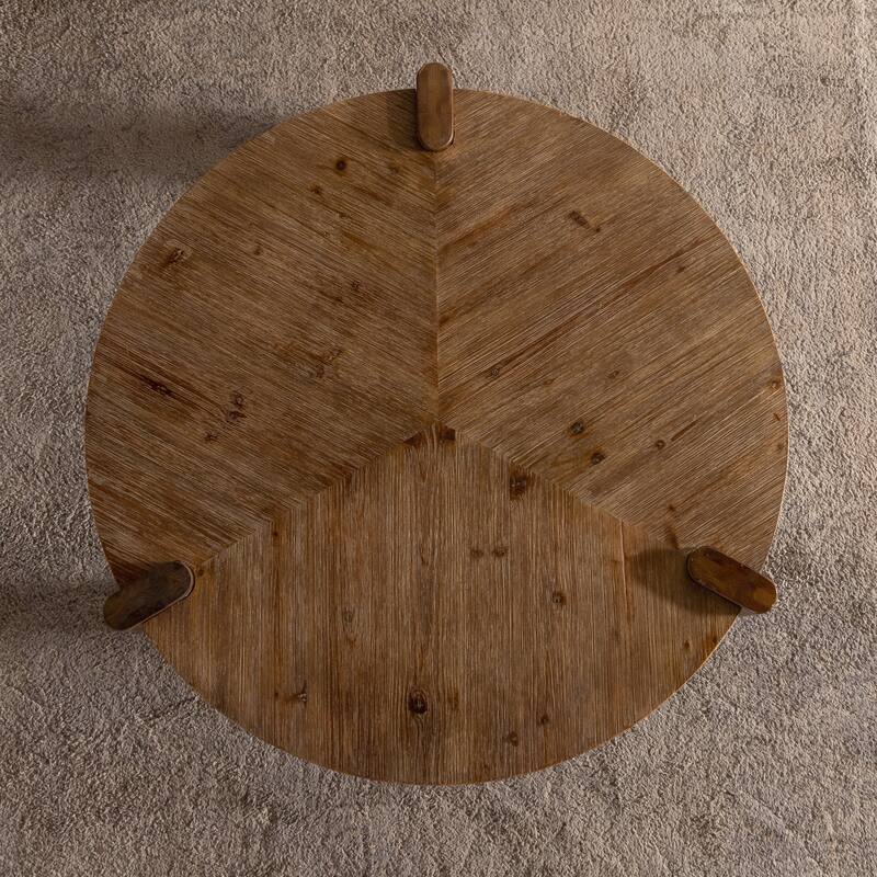 Wood Round Coffee Table for Living Room