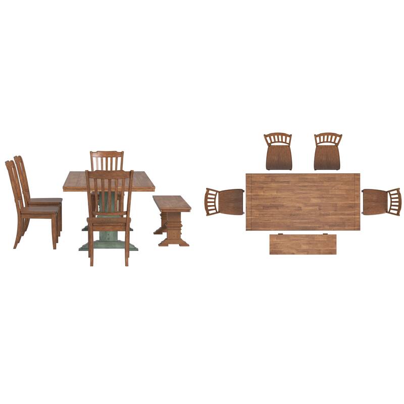 Ronda 78" Rectangular Solid Wood Top Dining Set with Spindle Back Chairs