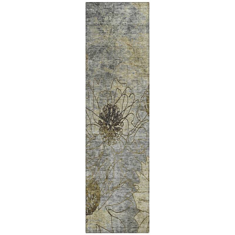 Machine Washable Indoor/ Outdoor Contemporary Floral Chantille Rug