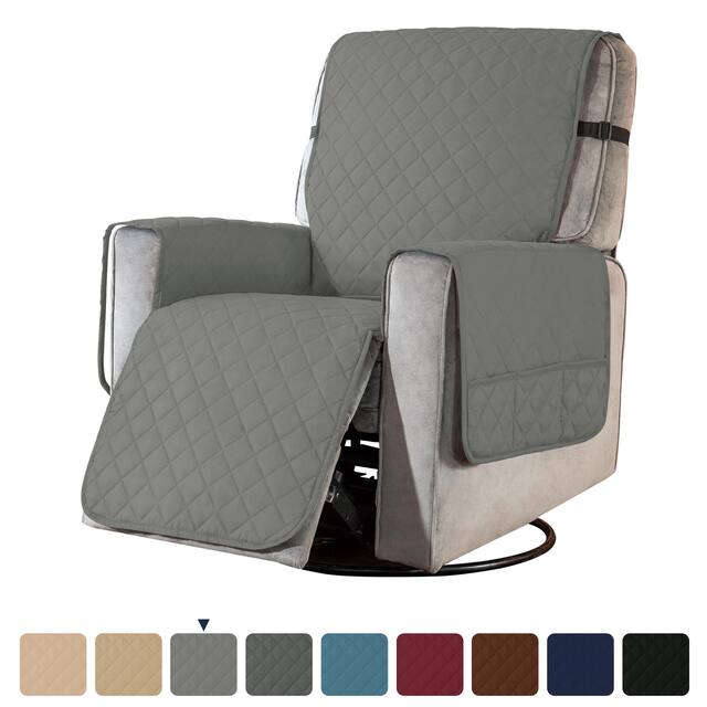 Subrtex Recliner Chair Cover Slipcover Reversible Protector Anti-Slip - Large - Light Grey
