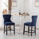 preview thumbnail 21 of 36, Carter 24" Wingback Tufted Nailhead Counter Stool (Set of 2) Navy Blue