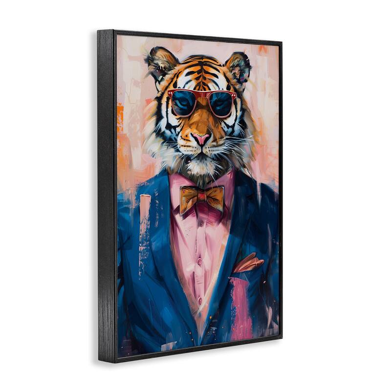 Stupell Suited Tiger Modern Fashion Framed Giclee Art Design By LSR Design Studio