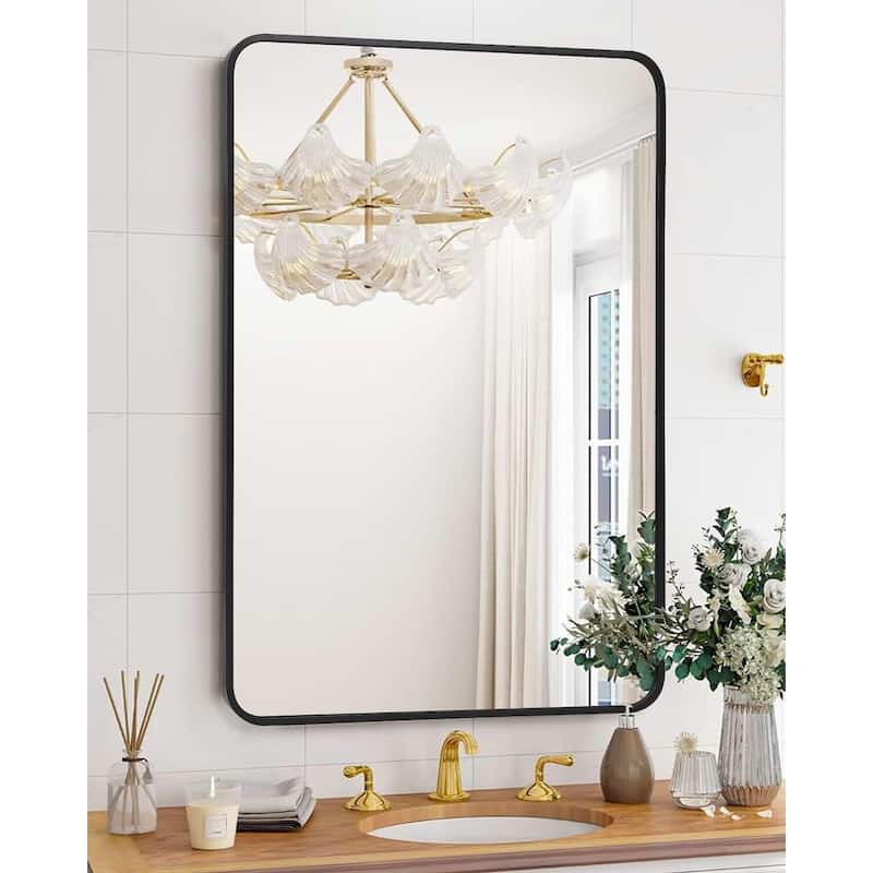 Matte Black Round Mirror