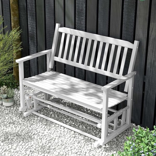 Person Outdoor Glider Bench Poplar Wood Patio Swing Glider