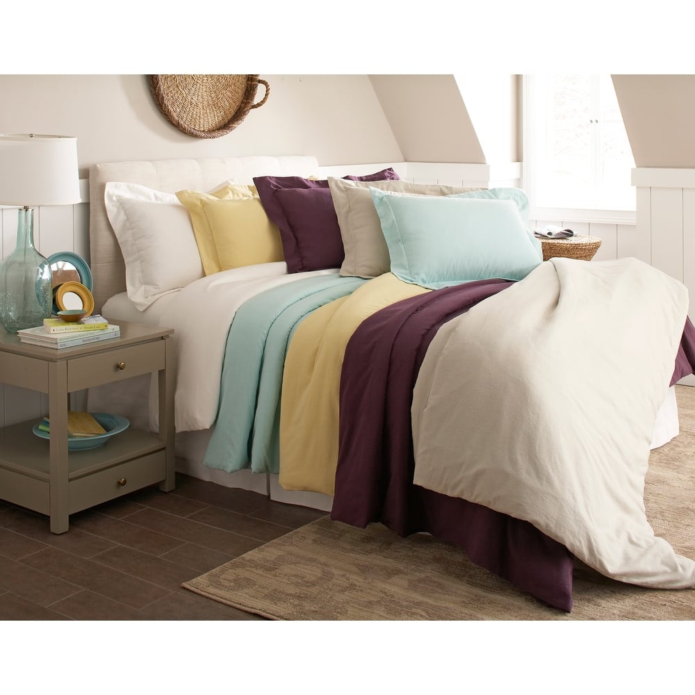 Pointehaven 200 GSM Solid Superior Flannel Soft Cotton Oversized Duvet Sets