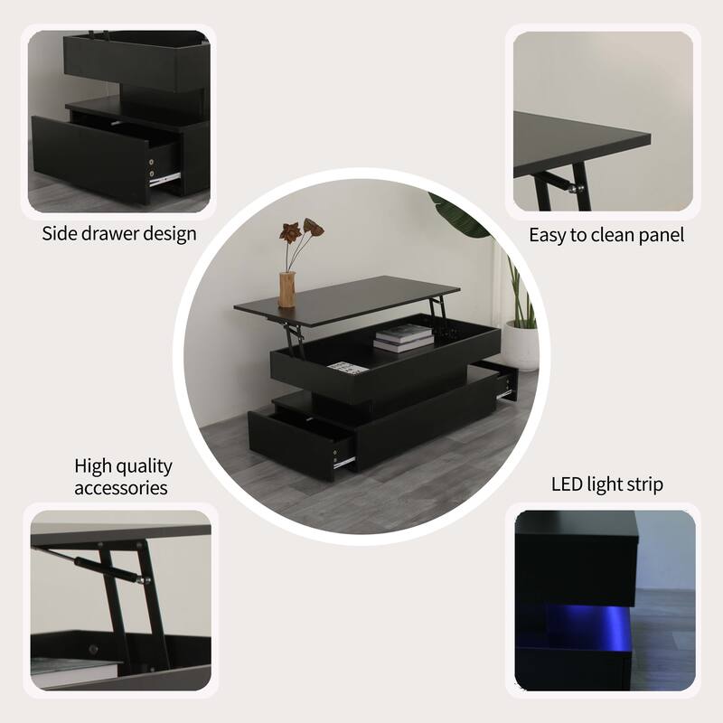 High Quality Three-Tier Foldable Coffee Table With Drawers