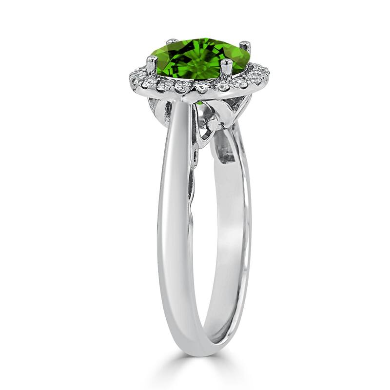 Auriya 2 1/2ct Round Peridot and 1/4ctw Halo Diamond Engagement Ring by Auriya