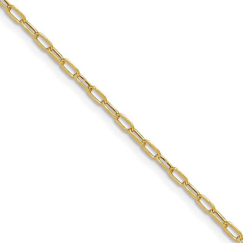 Curata 14k Yellow Gold 2.2mm Beveled Diamond Cut Paperclip Chain Necklace (Lobster)