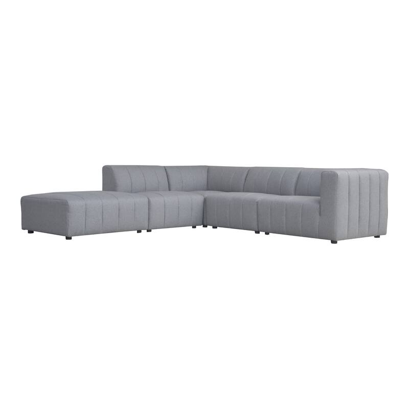 Aurelle Home Lilly Modern Channel-Stitched Modular Sectional - Large Open L-Shape Sofa - Grey - Left Facing