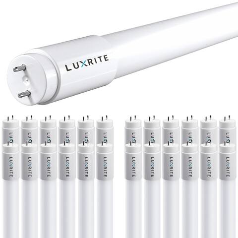 Luxrite 4FT T8 LED Tube Light, Ballast and Ballast Bypass, 13W=32W, 1800 Lumens, Damp Rated 25 Pack