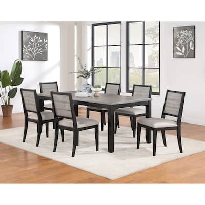 Elodie Black Rectangular Extension Leaf Dining Table Set