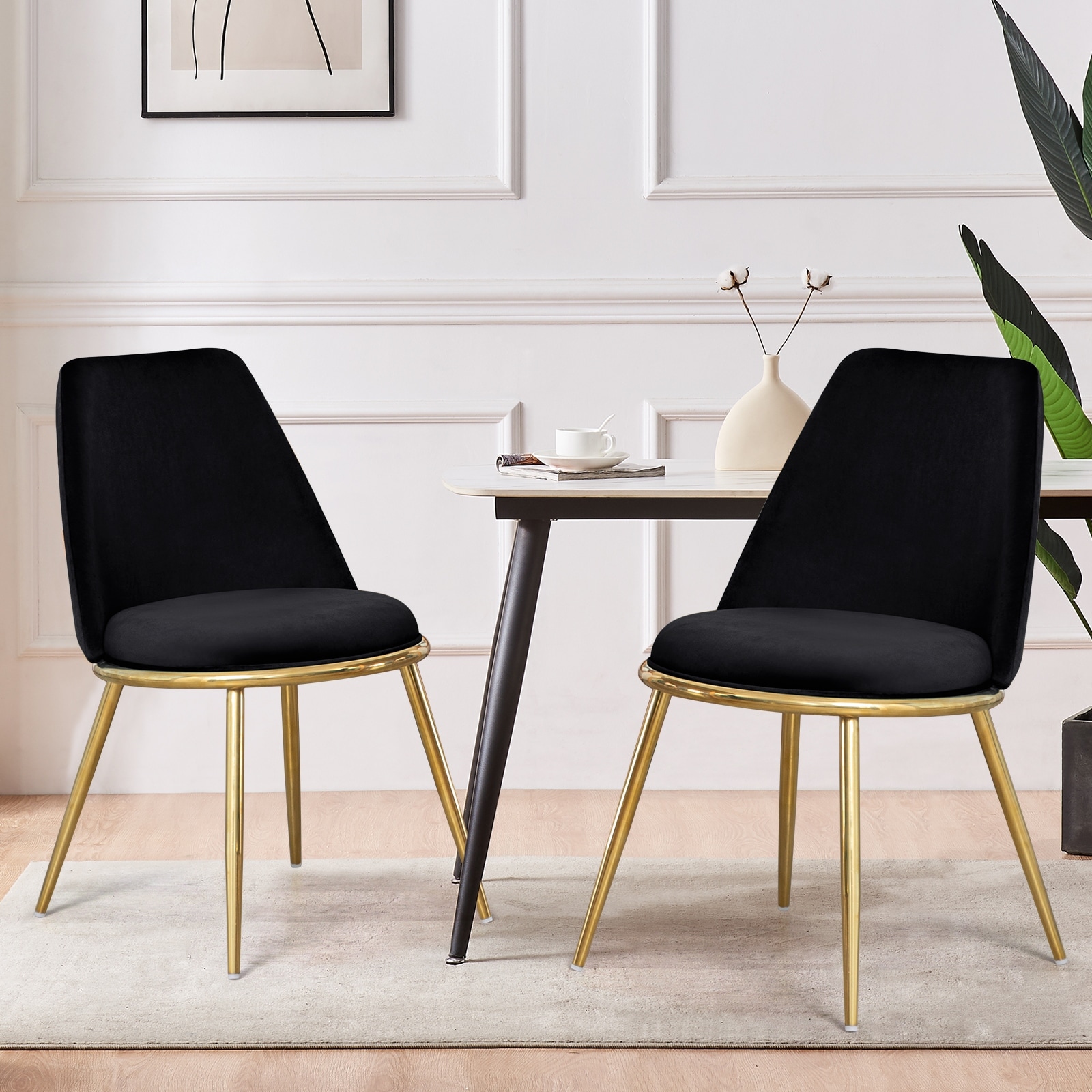 Black and gold dining chairs set hotsell of 4