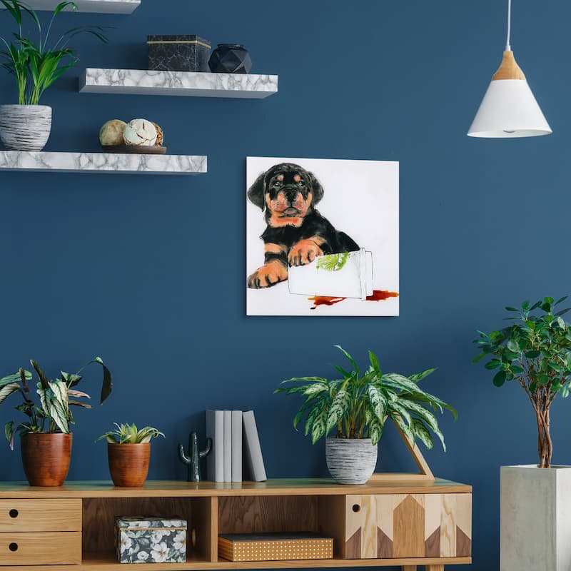 "Java's Paw" Frameless Free Floating Tempered Glass Panel Graphic Wall Art