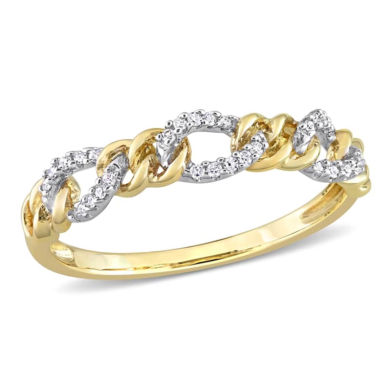 Miadora 1/10ct TDW Diamond Stackable Curb Link Ring in 14k Yellow Gold