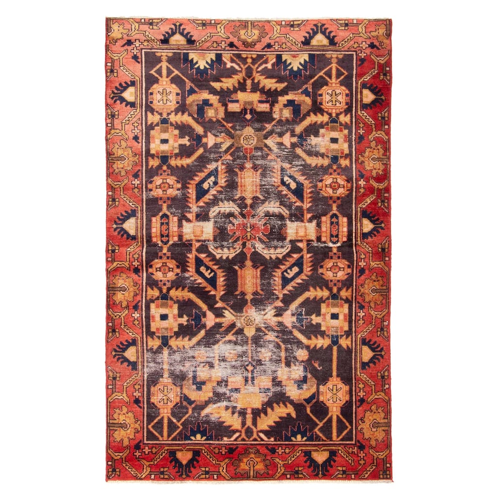 ECARPETGALLERY Hand-knotted Andelz Dark Brown Wool Rug - 4'2 x 6'11