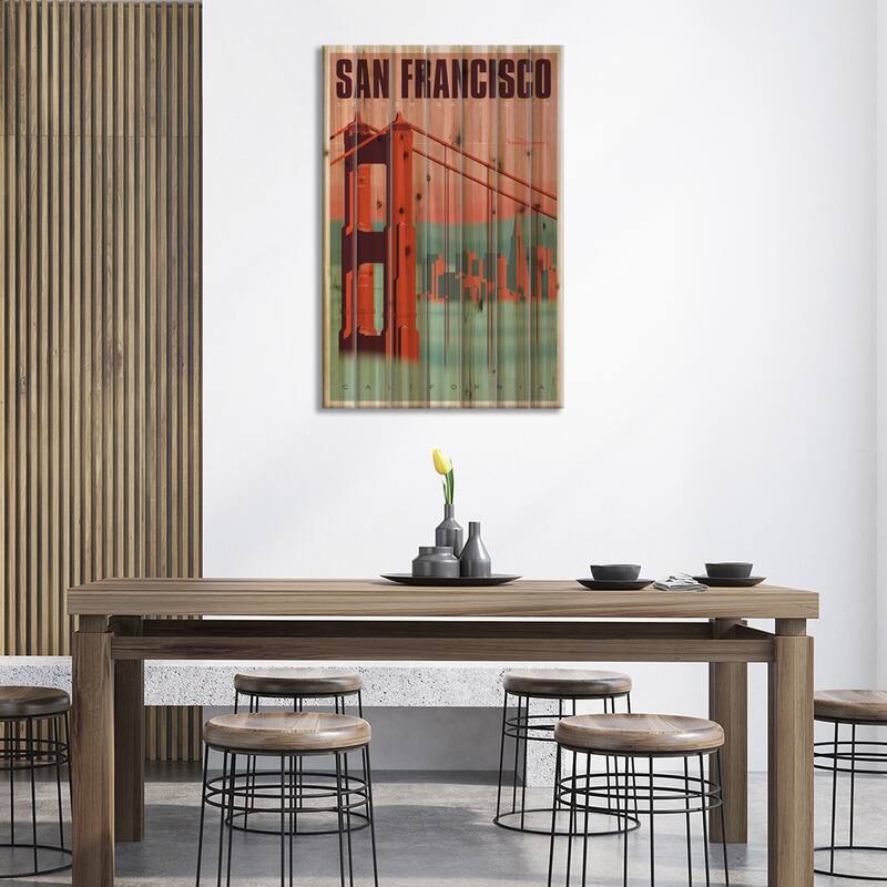 San Francisco Travel Poster Print On Wood by Jim Zahniser - Multi-Color