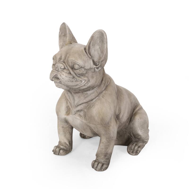 Roomfitters 17-Inch French Bulldog Garden Statue, Cast Stone Outdoor Dog Sculpture