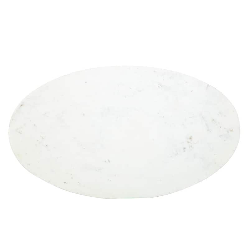Furniture Classics Reclaimed Wood Base White Marble Oval Coffee Table