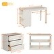 preview thumbnail 7 of 11, Multiple Functions Design Loft Bed with Cabinet, Shelves and Rolling Portable Desk, Twin Size, White