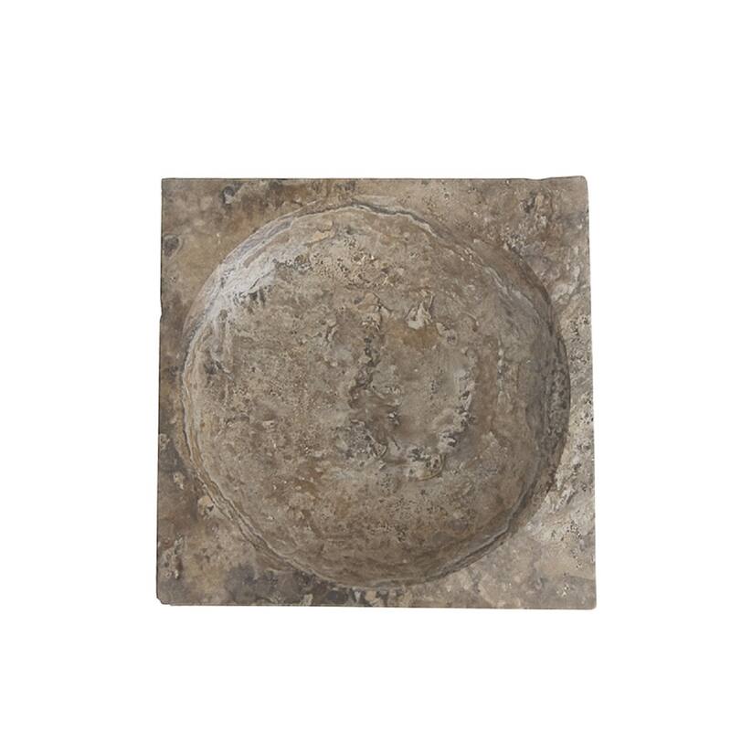 Grey Travertine Sq. Bowl Lg.
