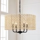 preview thumbnail 1 of 8, 20 in. 4-Light Rattan Drum Chandelier Light with Black Canopy - 4-Light 20" W 4-Light 20" W   - Black