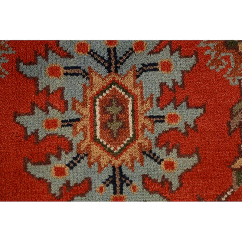 Geometric Heriz Serapi Indian Rug Hand-Knotted Oriental Wool Carpet - 8'11" x 11'11"