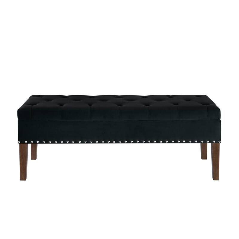 Storage Bench Leisure Bench Window Bench with Wood Legs, Dining Bench Lounge Bench with Nailhead Trim