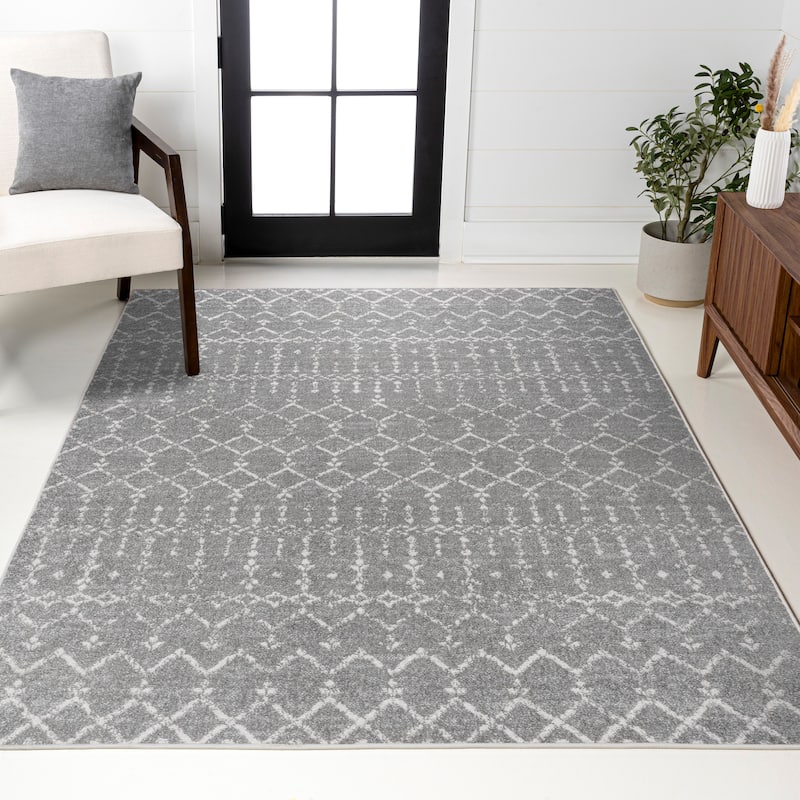 JONATHAN Y Modern HYPE Boho Vintage Diamond Area Rug - 5 X 8 - Gray/Ivory