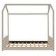 preview thumbnail 3 of 8, Full Size Velvet House Bed Wood Bed, Beige
