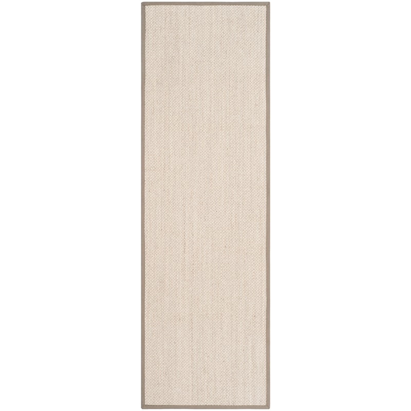 SAFAVIEH Natural Fiber Pacific Casual Border Sisal Rug - 2'6" x 12' Runner - Marble/Khaki - Runner