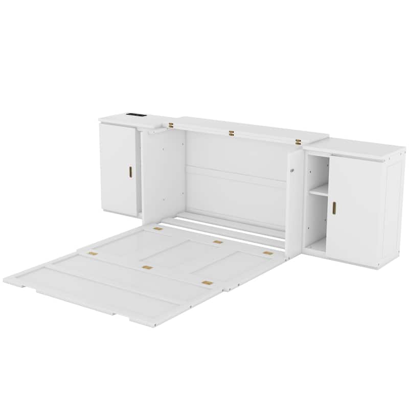 Murphy Bed with Shelves, Cabinets & USB Ports