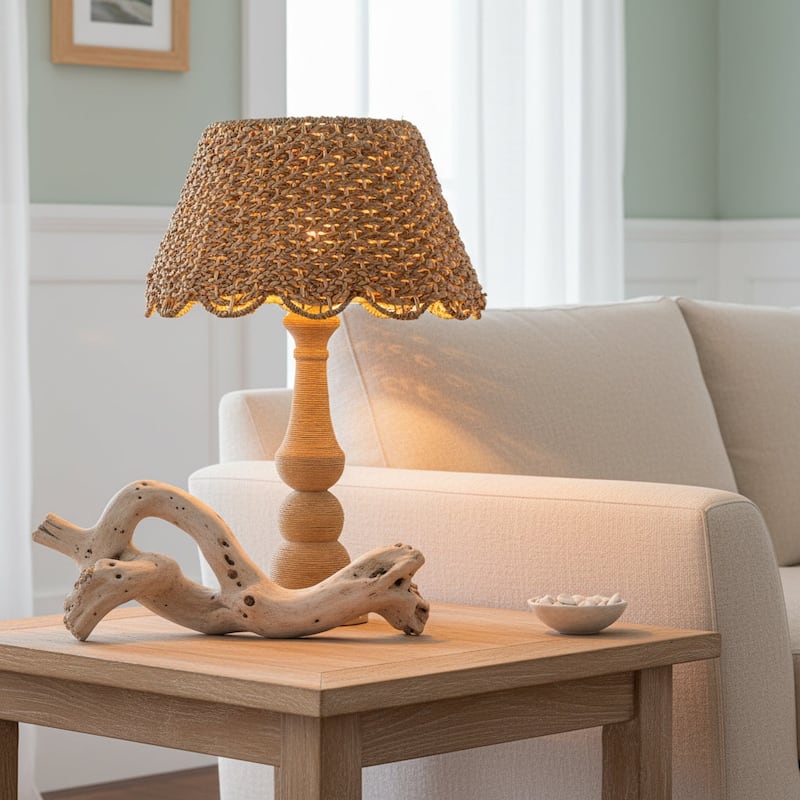 Onda 26" Rattan Table Lamp with USB 3-Way Touch Dimmer