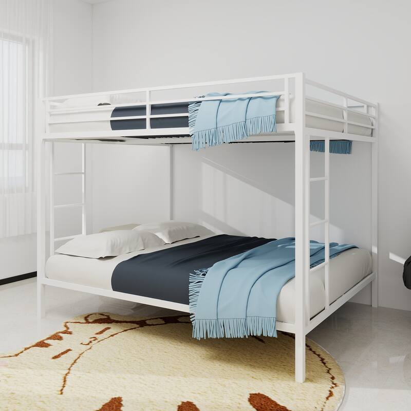 Space-Saving Twin & Full Metal Bunk Bed with Sturdy Frame for Compact Rooms