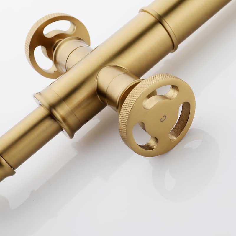 12.5"H Solid Brass Industrial Style Double Handle Bathroom Vessel Sink Faucet