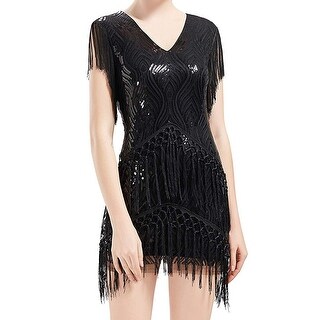 Shop Babeyond Women S Dress Black Size Large L 1920s Embellished