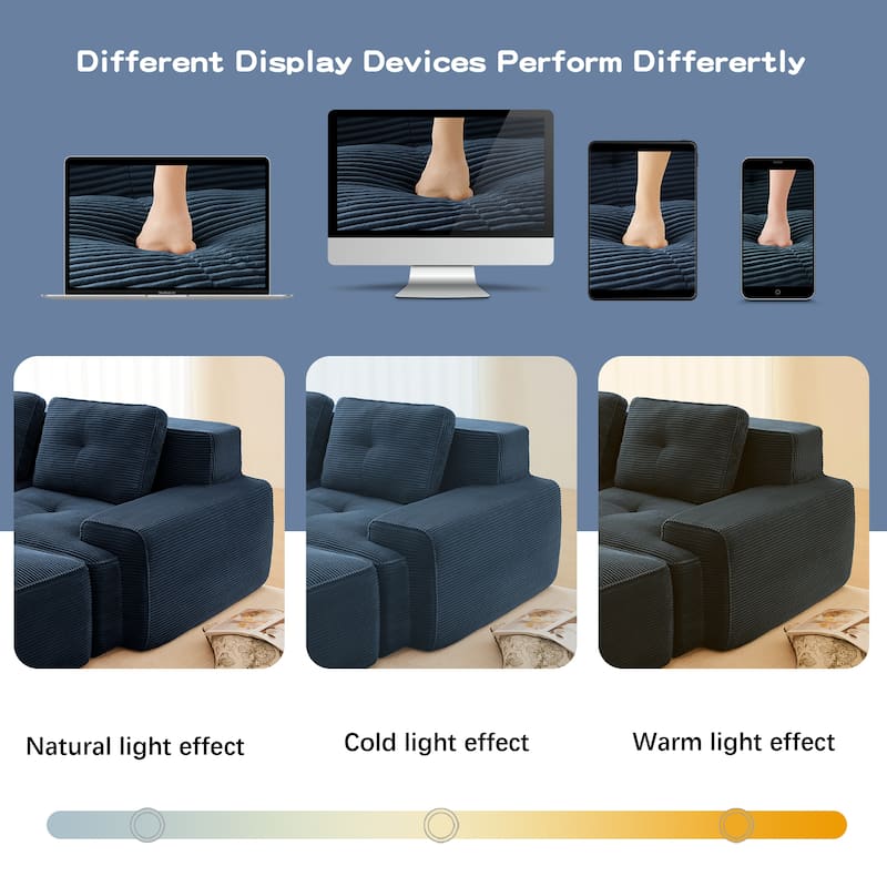 Modern U-Shaped Corduroy Sectional Sofa Couch with Removable Ottoman