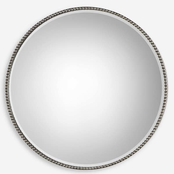 slide 2 of 5, Antique Beaded Round Wall Mirror - 40" - Silver
