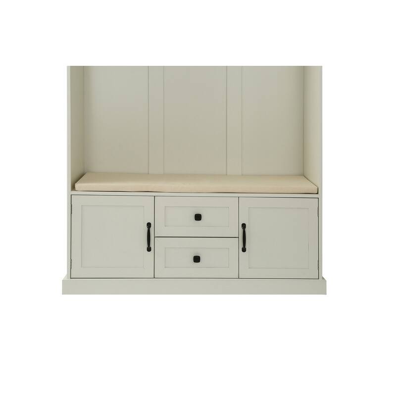 47inch 3-in-1 Hall Tree with Cushion, Entryway Bench