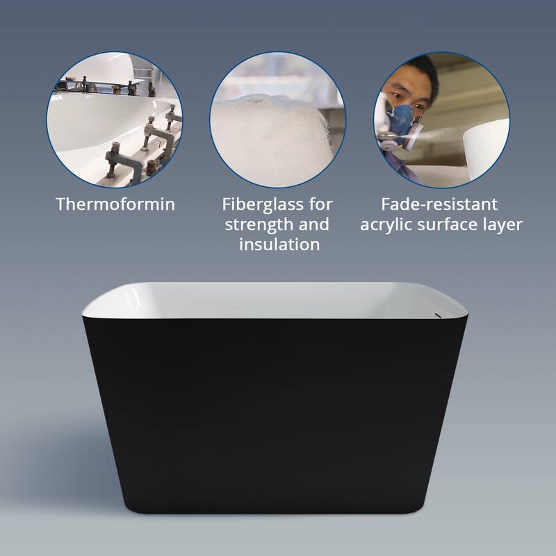 47" L x 27" W Freestanding Small Soaking Acrylic Bathtub with Built-in Seat