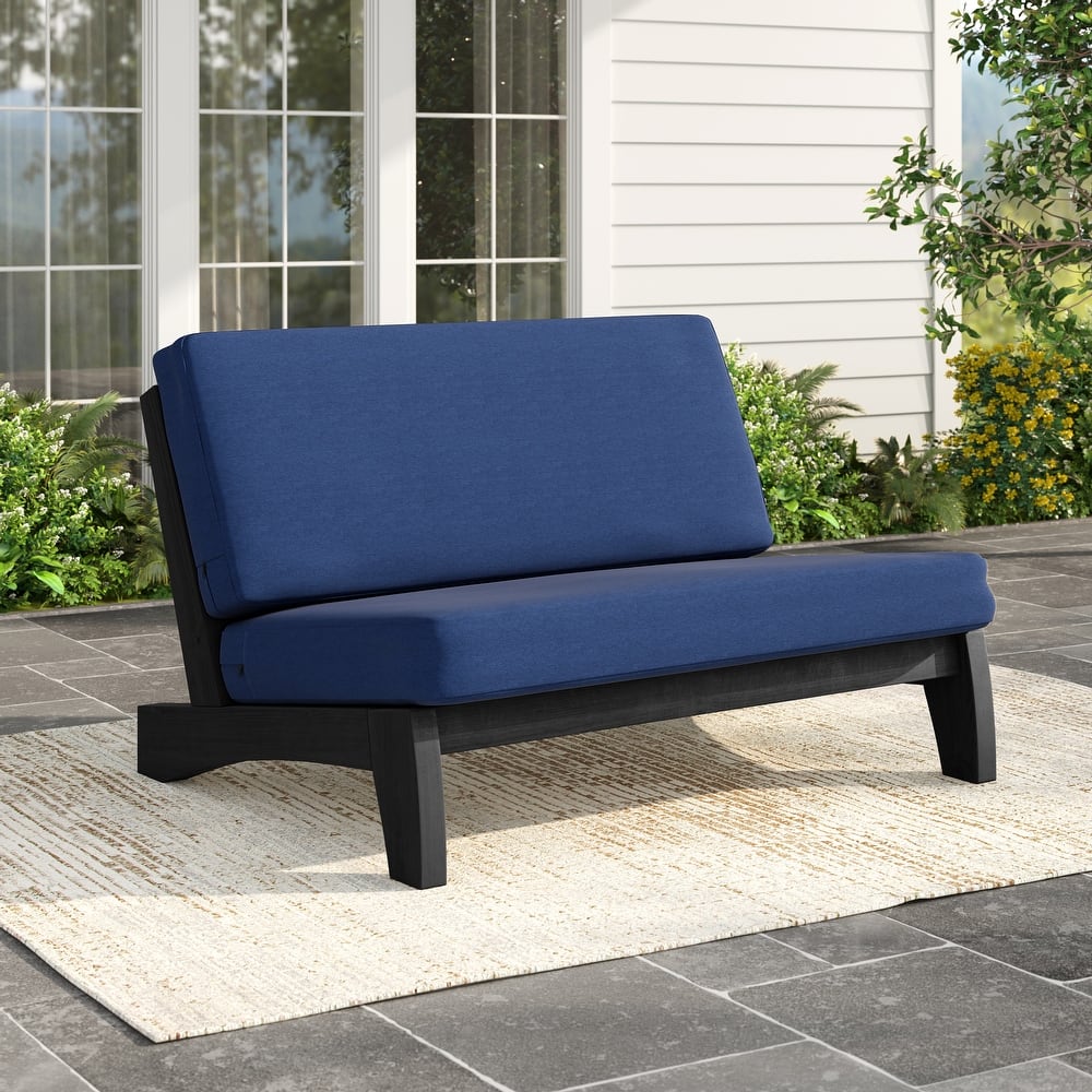 Patio Teak Wood Outdoor Loveseat with Cushion