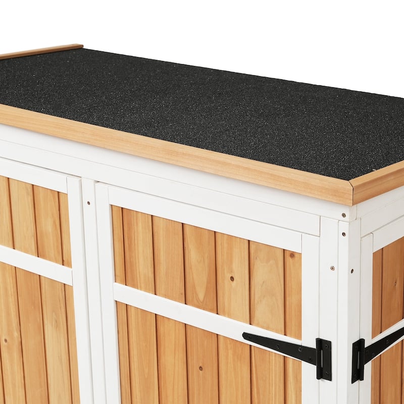 Outdoor 5.5ft Hx4.1ft L Wood Storage Shed, Garden Tool Cabinet with Lockable Doors