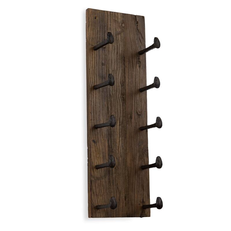 Rustic State 5 Bottle Wood Wall Mounted Wine Bottle Rack in Walnut