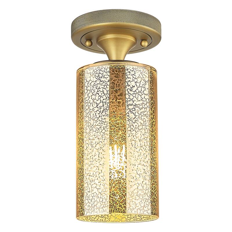 Innovations Lighting Downtown Urban - Crown Point - 1 Light 7" Flush Mount Light - Brushed Brass/Mercury Shade